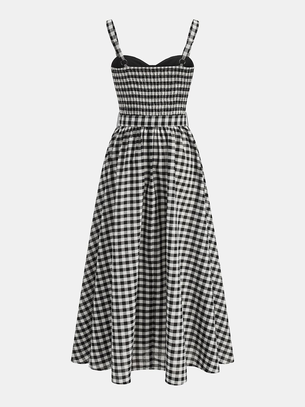 Gingham Cotton Blend Belted Cami Maxi Dress for Summer Picnics