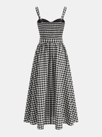 Gingham Cotton Blend Belted Cami Maxi Dress for Summer Picnics