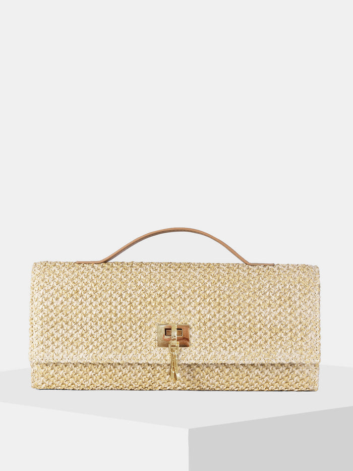 Straw Weave Crossbody Clutch Bag Lightweight Summer Accessory