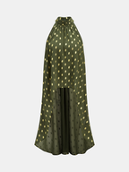 Polka Dot Halter Asymmetrical Blouse Trendy Summer Fashion Top
