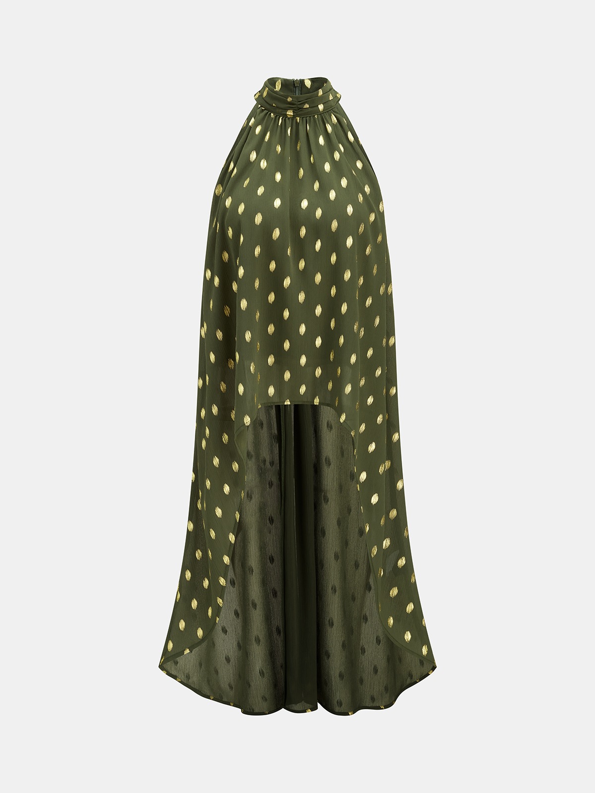Polka Dot Halter Asymmetrical Blouse Trendy Summer Fashion Top
