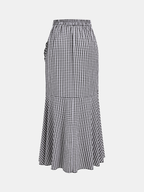 Gingham Ruffled Asymmetric Maxi Skirt for Women Spring/Summer Collection