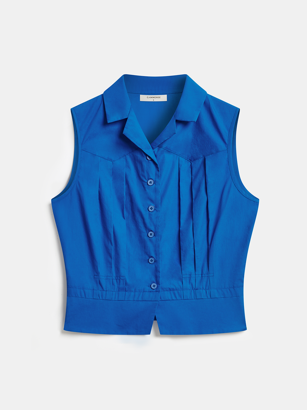 Cotton Sleeveless Pleated Button-Down Vest for Women Casual Summer Style