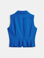 Cotton Sleeveless Pleated Button-Down Vest for Women Casual Summer Style
