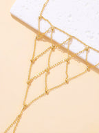 Fishnet Mesh Hand Finger Bracelet with Sliding Adjustable Closure for Women