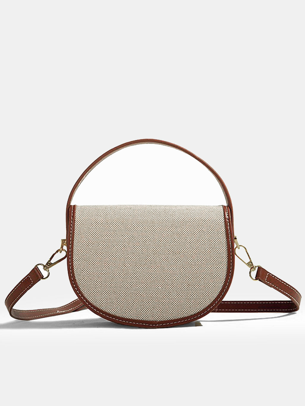 Vintage Buckle Saddle Crossbody Handbag with Adjustable Strap