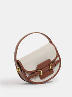 Vintage Buckle Saddle Crossbody Handbag with Adjustable Strap