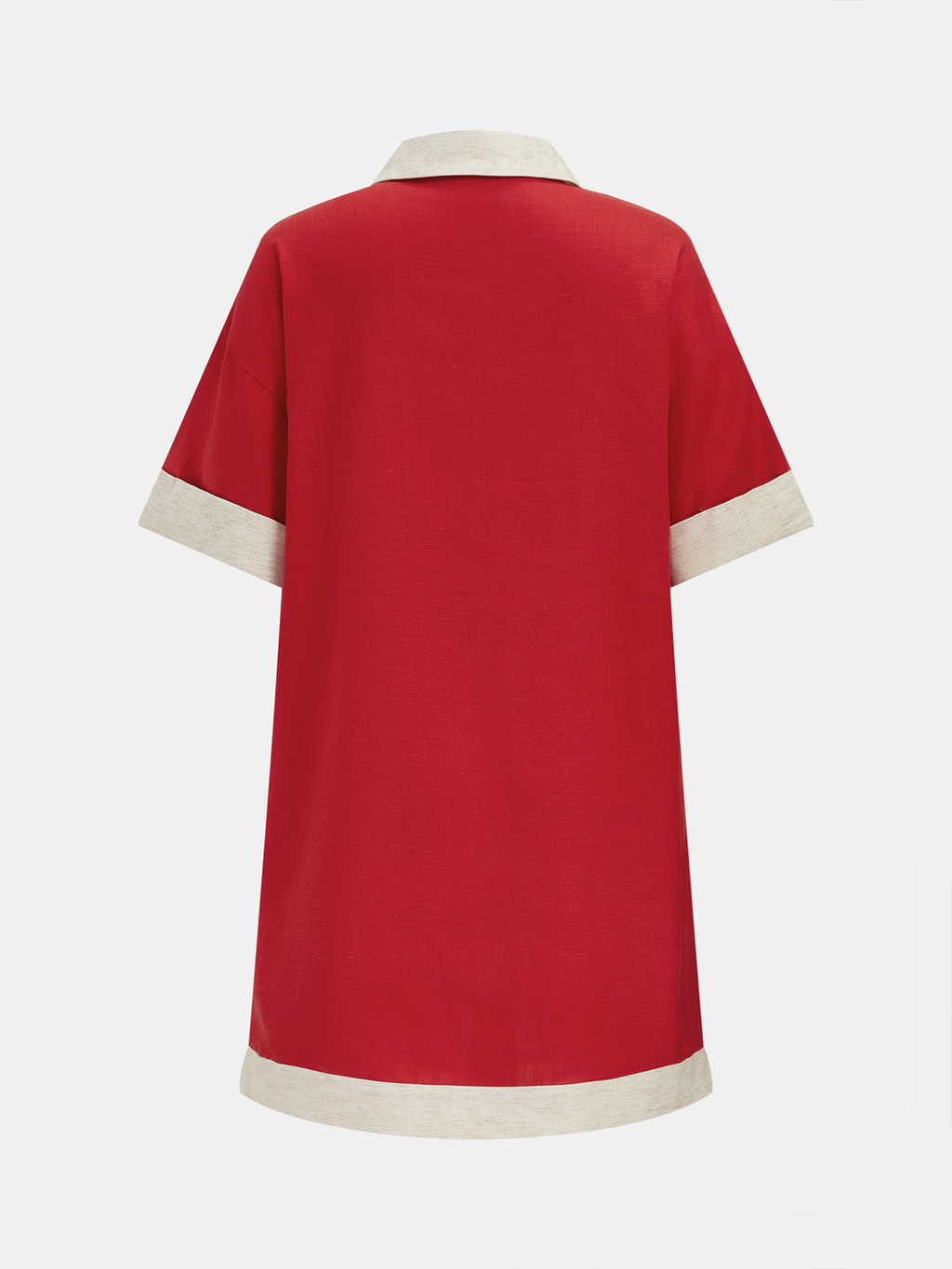 Tencel Linen Blend Contrast Trim Shift Dress for Women Spring Collection