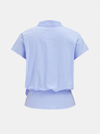 Tie-Neck Striped Cotton-Blend Blouse for Women