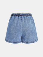 Side Slit Denim Vest & Adjustable Drawstring Shorts Co-ord Set