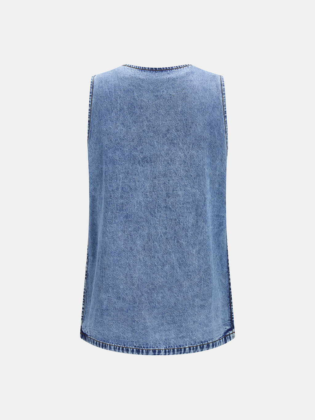 Side Slit Denim Vest & Adjustable Drawstring Shorts Co-ord Set