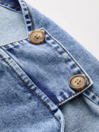 Side Slit Denim Vest & Adjustable Drawstring Shorts Co-ord Set