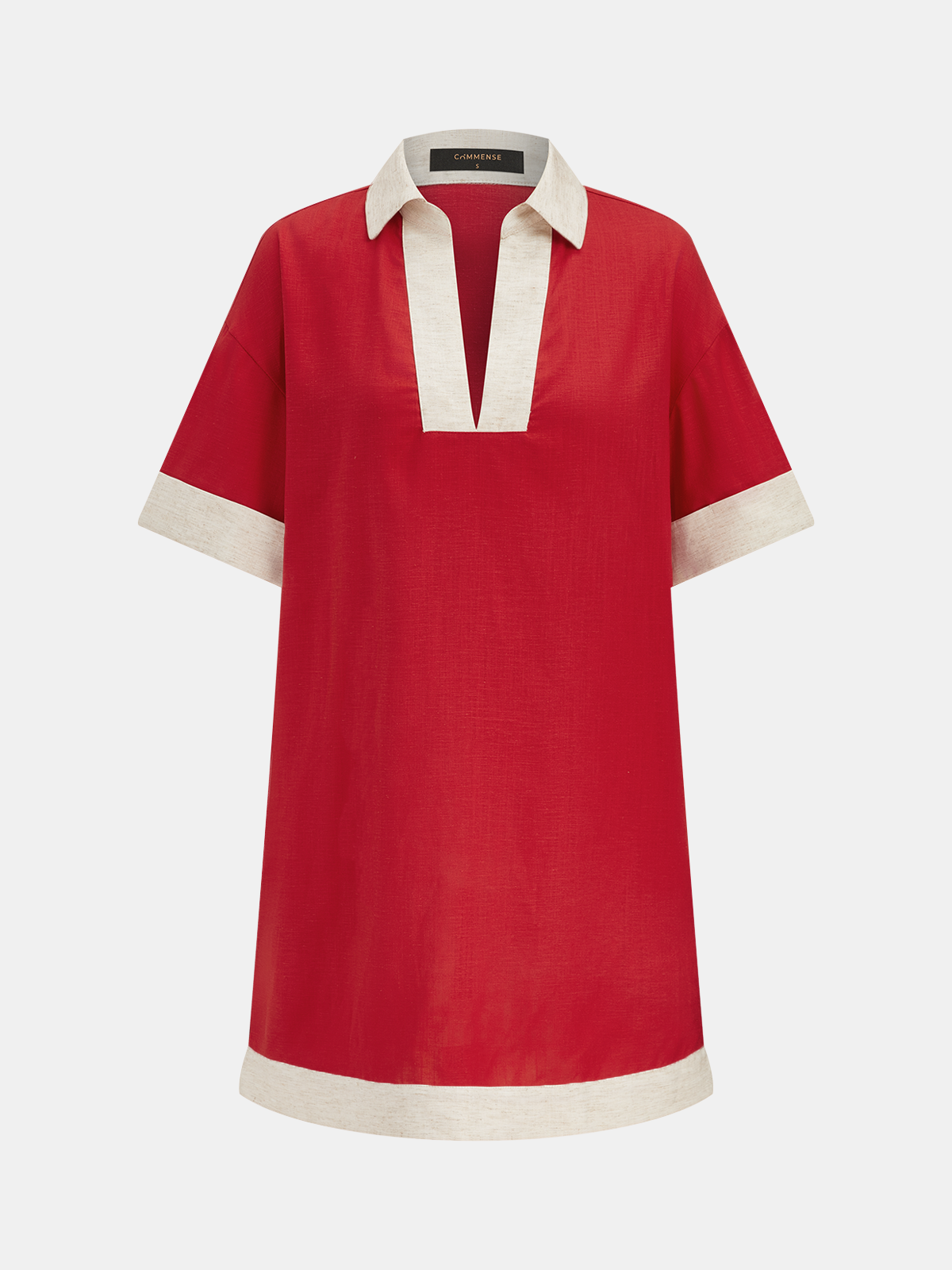 Tencel Linen Blend Contrast Trim Shift Dress for Women Spring Collection