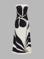 Semi-Sheer Strapless Floral Dress for Women Spring Summer