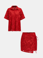 Eyelet Embroidery Wrap Mini Skirt Women's Casual Summer Skirt
