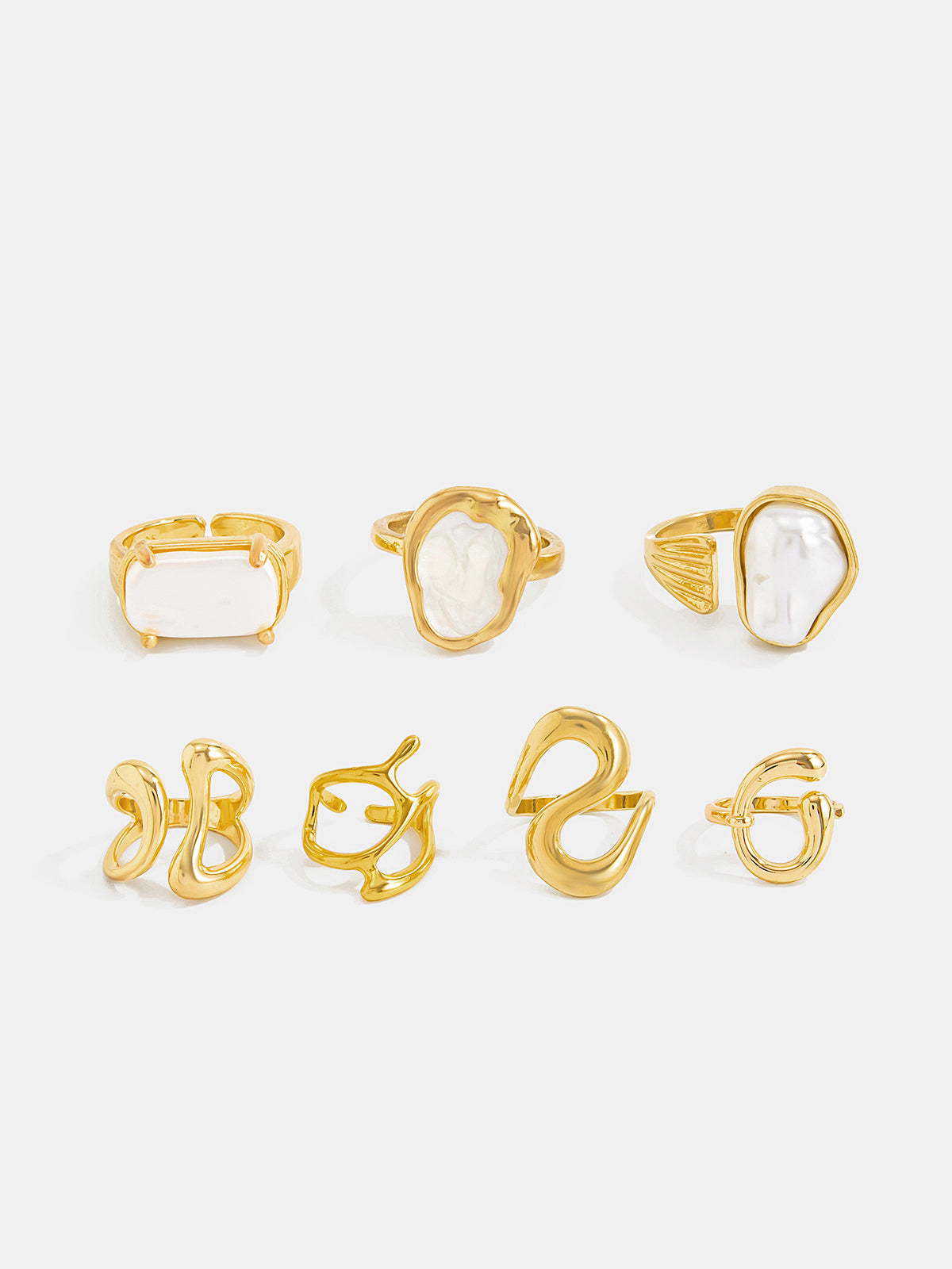 7PCS Irregular Pearl Ring Set, Vintage Adjustable Fashion Accessory