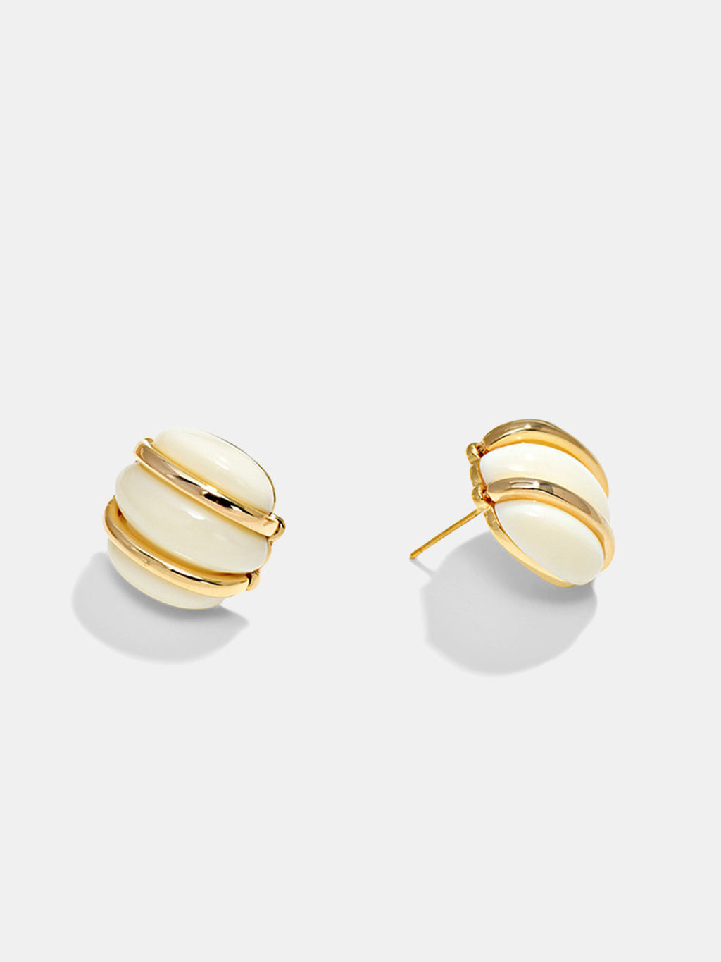 Chunky Ribbed Round Stud Earrings Classic Statement Jewelry
