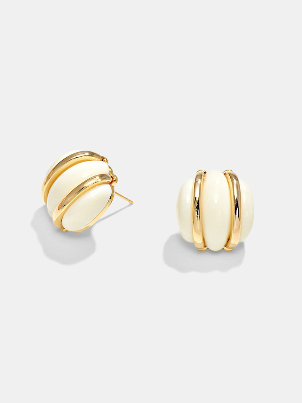 Chunky Ribbed Round Stud Earrings Classic Statement Jewelry