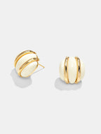 Chunky Ribbed Round Stud Earrings Classic Statement Jewelry