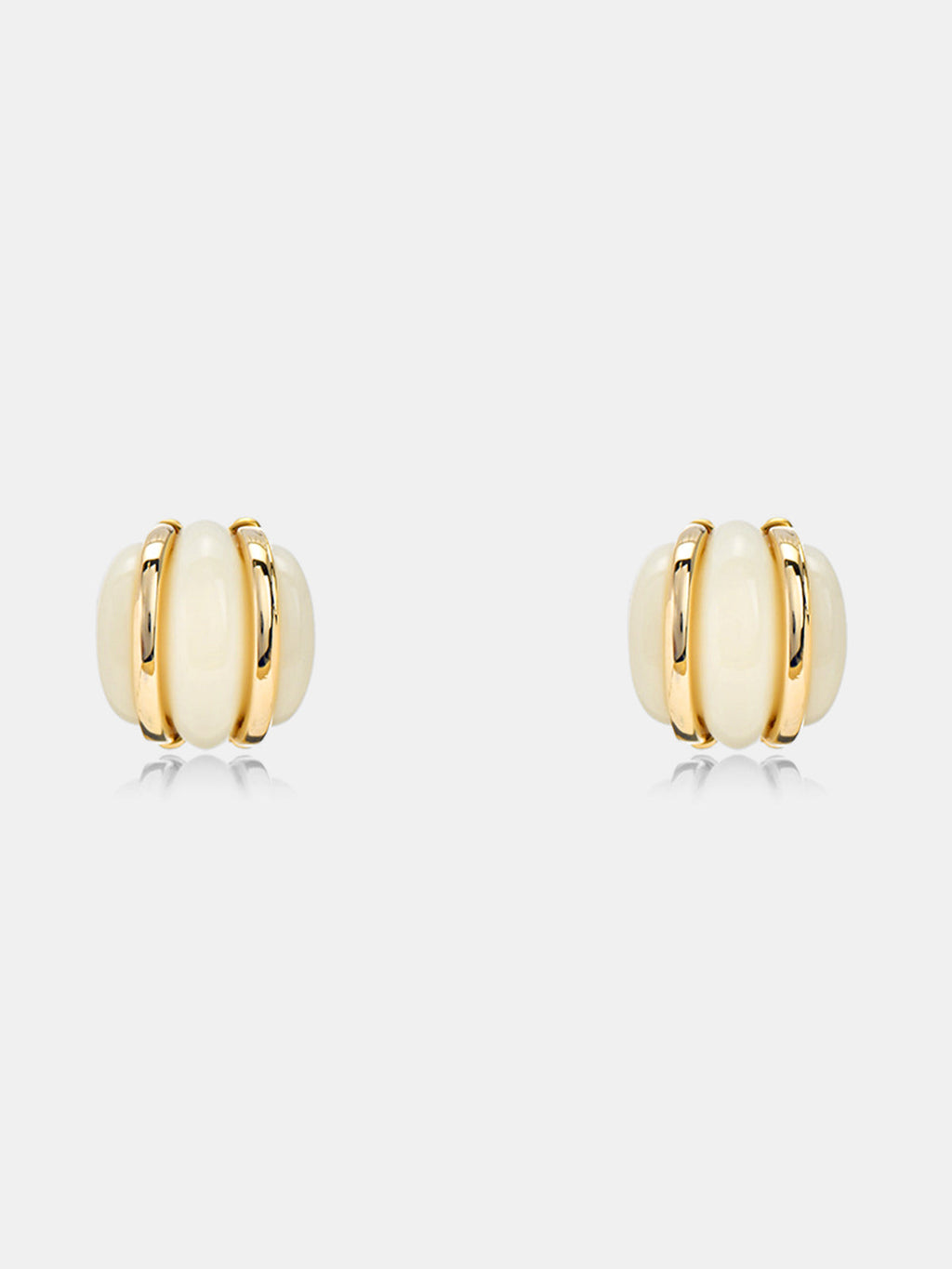 Chunky Ribbed Round Stud Earrings Classic Statement Jewelry
