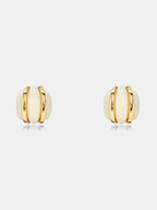 Chunky Ribbed Round Stud Earrings Classic Statement Jewelry