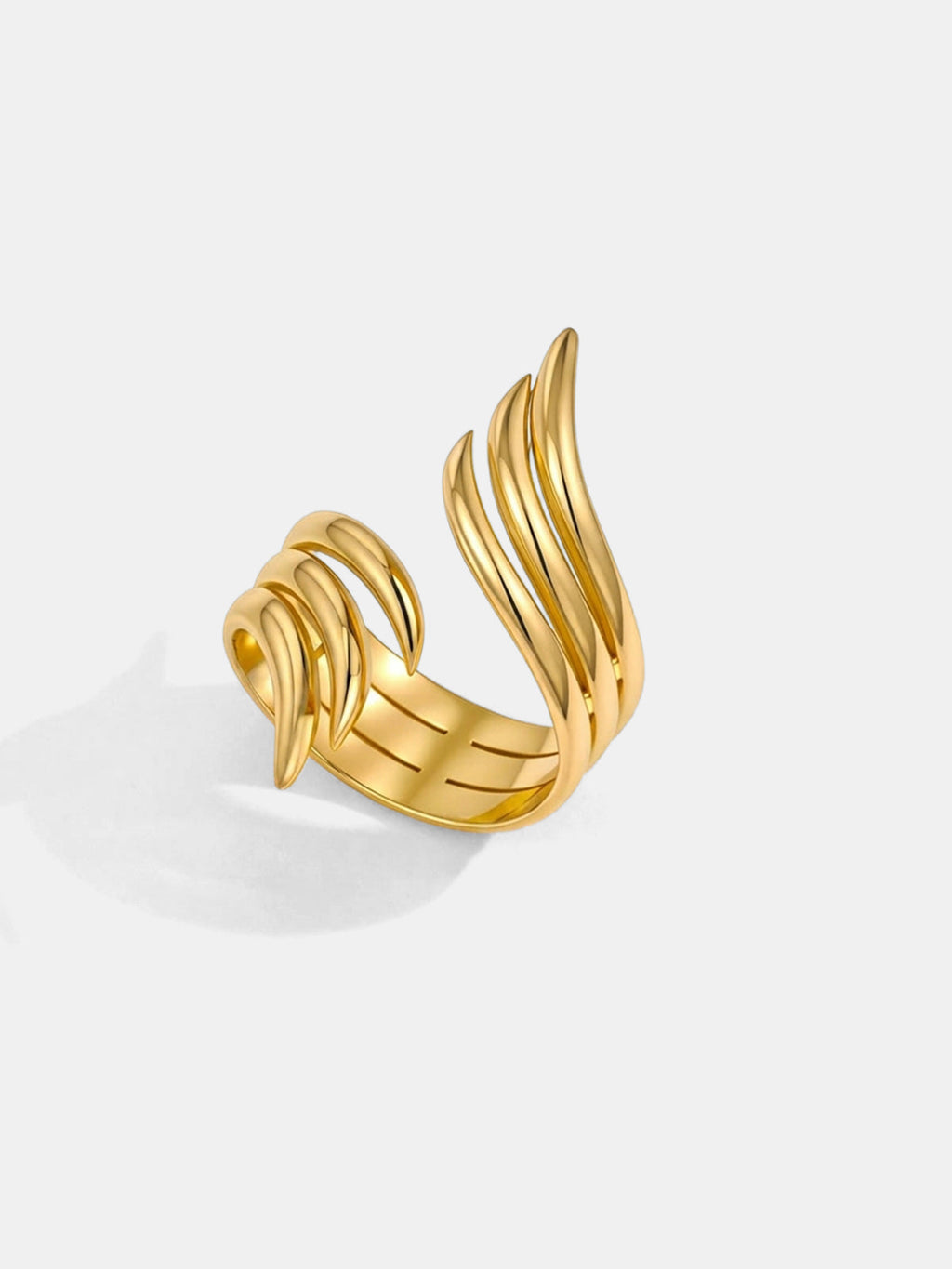 Wing-Shaped Open Statement Ring Adjustable Silver Jewelry