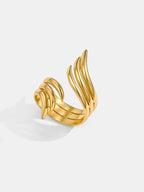Wing-Shaped Open Statement Ring Adjustable Silver Jewelry