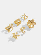 6pcs Summer Ocean Starfish Flower Ring Set for Beach Vacation Jewelry