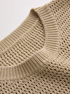 Open-Knit Sleeveless Sweater Vest with Casual Layering Potential