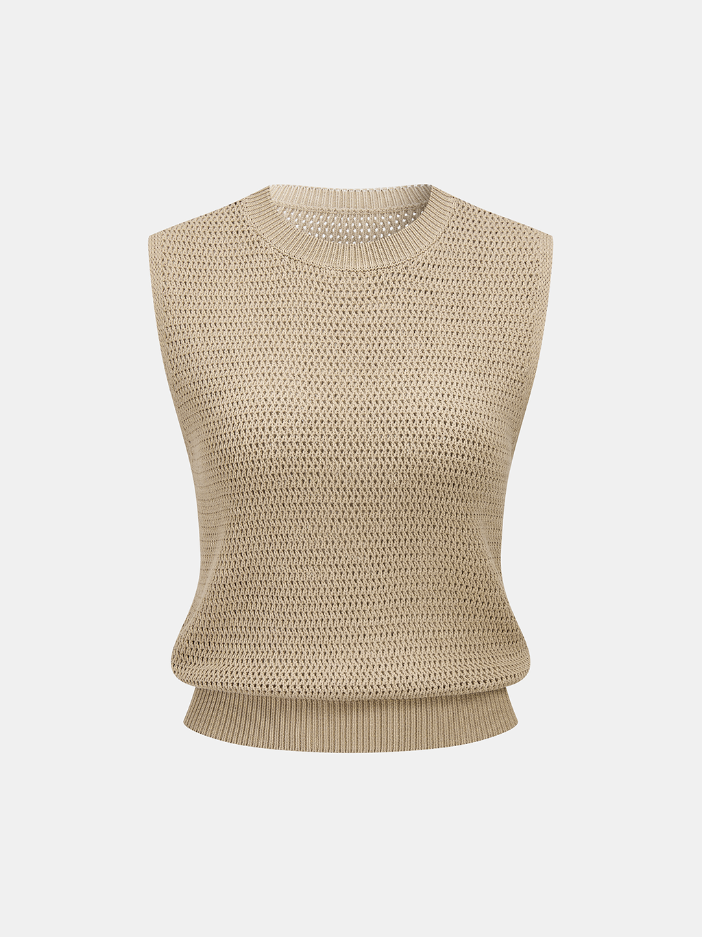 Open-Knit Sleeveless Sweater Vest with Casual Layering Potential