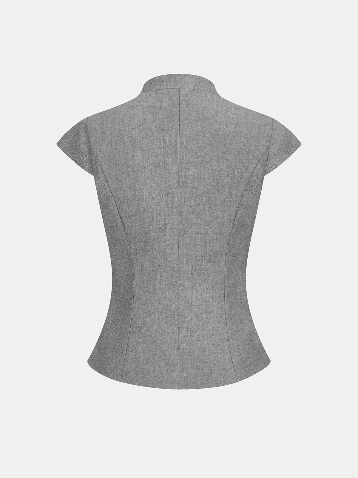 Zipper Stand Collar Cap Sleeve Blouse Women's Casual Fashion Top