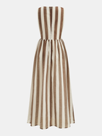 Sleeveless V-Neck Striped Cut-Out Maxi Dress for Women Summer Casual