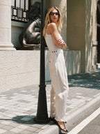Striped Tencel Linen Blend Pants for Women Casual Summer Wear