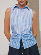 Sleeveless Striped Patchwork Midi Dress for Women Casual Summer
