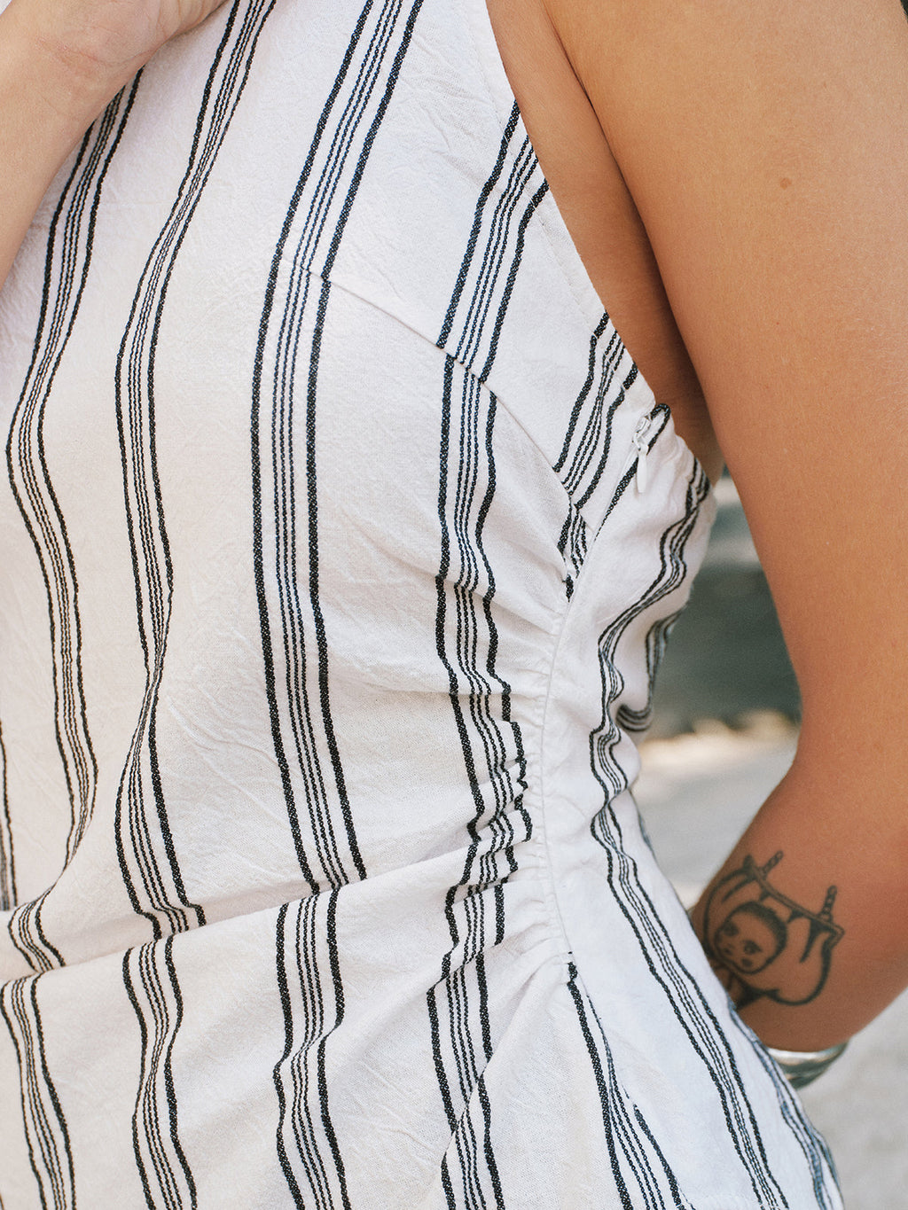 Cotton Striped Asymmetrical Halter Top for Women Summer Casual