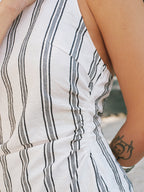 Cotton Striped Asymmetrical Halter Top for Women Summer Casual
