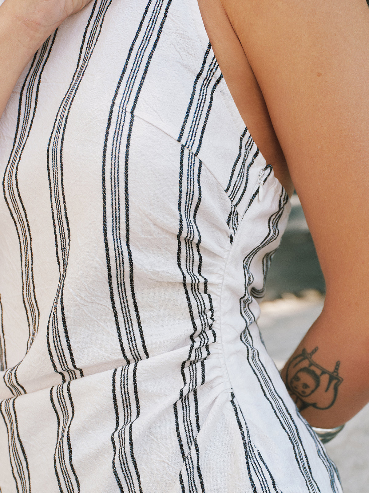 Cotton Striped Asymmetrical Halter Top for Women Summer Casual