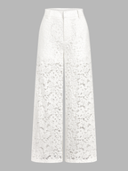 Frog Button Mandarin Collar Lace Vest & Pants Set Traditional Chinese Attire for Women