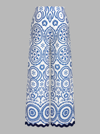 Scalloped Hem Printed Top & Pants Set for Women Spring Fashion