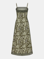 Crochet Trim Floral Print Slip Dress with Boho Style Accents