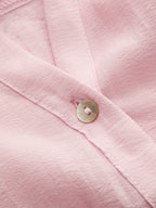 Cropped V Neck Button Front Blouse - Women's Casual Summer Top