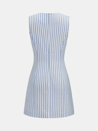 Scallop Trim Striped Sleeveless Mini Dress for Women Summer Casual