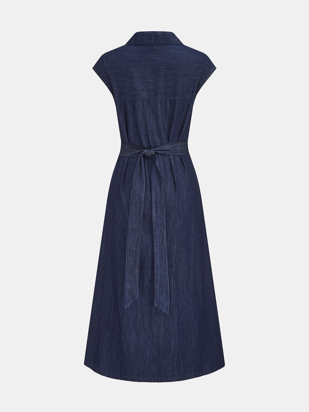Twisted Waist Midi Shirt Dress with Long Sleeves and Button Detail