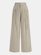 Striped Halter Neck Pants Set with Metal Button Women's Casual Outfit