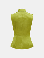 Chinese Knot Button Sleeveless Vest & Pants Set, Traditional Elegant Outfit for Women.