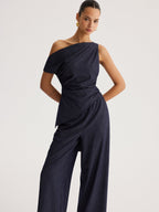 Asymmetrical Off-Shoulder Top & Wide-Leg Pants Set Fashion Trend