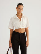 Twisted Cropped Short Sleeve Shirt Trendy Summer Casual Wear