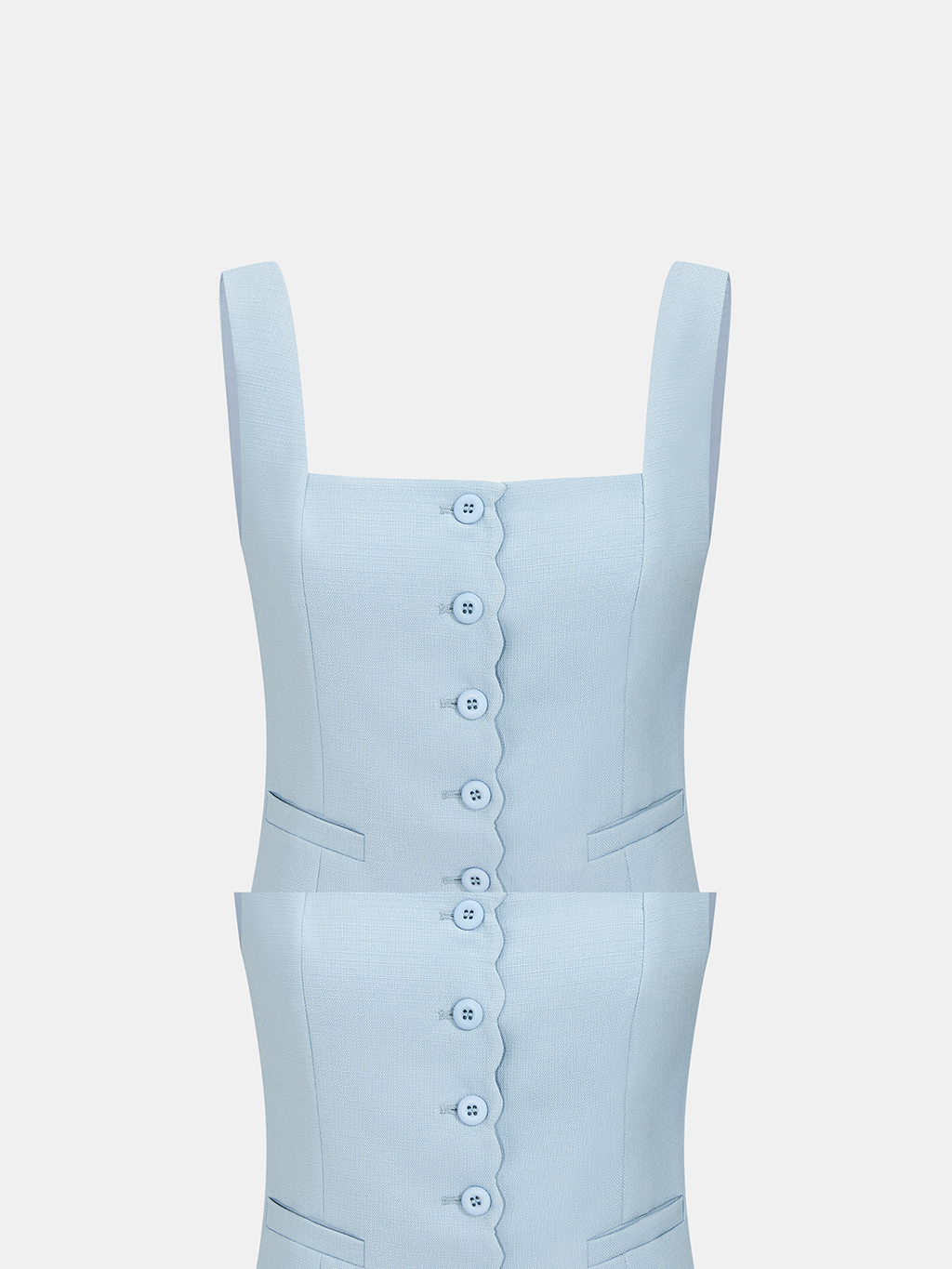Casual Scalloped Trim Tank Top & Shorts Set for Women Summer Wear