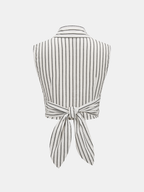 Striped Tie-Back Cotton Top & Pants Set for Women Spring Collection