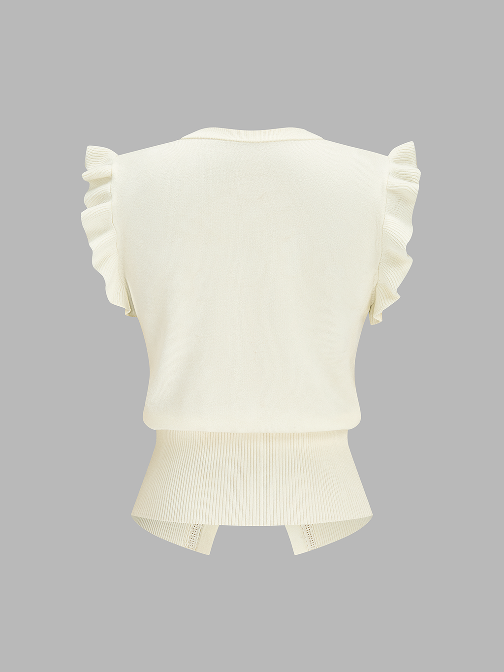 Ruffled Button-Down Knit Top for Women Casual Wear
